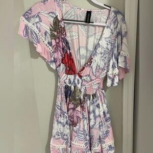 MINKPINK Floral Pink Dress Swimsuit Cover Up XS XSmall